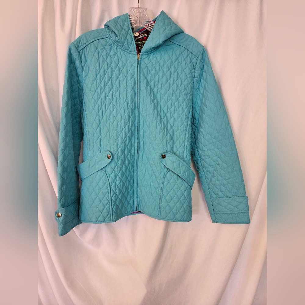 Monte Milano Teal Quilted Full Zip Jacket. Size L